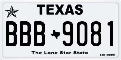 TX license plate BBB9081