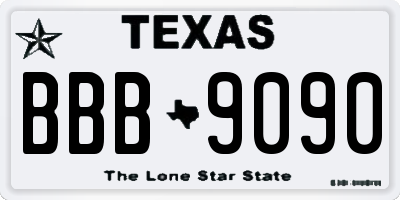 TX license plate BBB9090