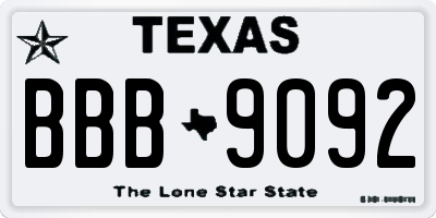 TX license plate BBB9092