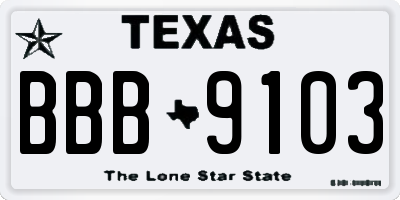 TX license plate BBB9103