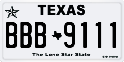 TX license plate BBB9111