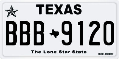 TX license plate BBB9120