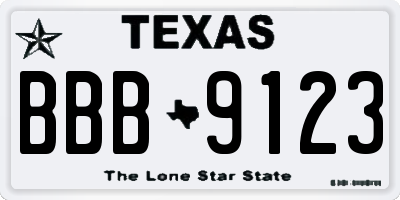 TX license plate BBB9123