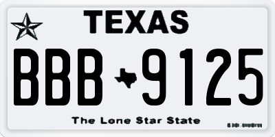 TX license plate BBB9125