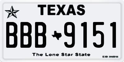 TX license plate BBB9151