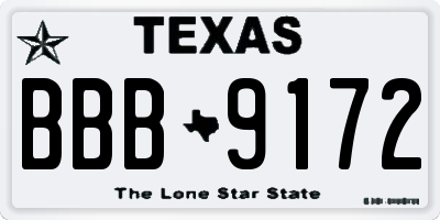 TX license plate BBB9172