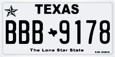 TX license plate BBB9178