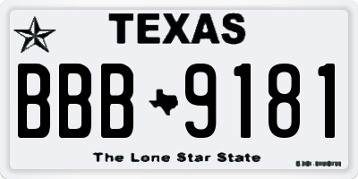 TX license plate BBB9181