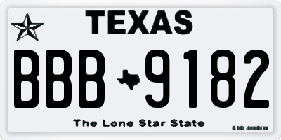 TX license plate BBB9182