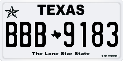 TX license plate BBB9183