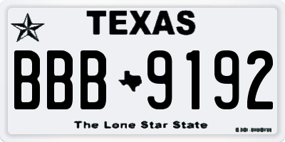 TX license plate BBB9192