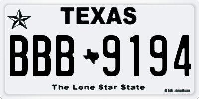 TX license plate BBB9194