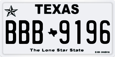 TX license plate BBB9196
