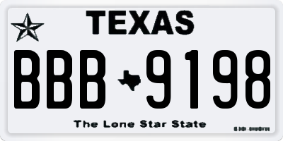 TX license plate BBB9198