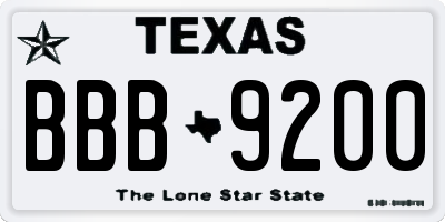 TX license plate BBB9200