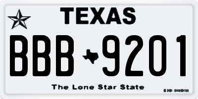 TX license plate BBB9201