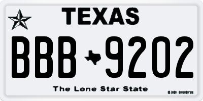 TX license plate BBB9202