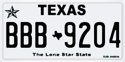 TX license plate BBB9204