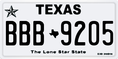 TX license plate BBB9205