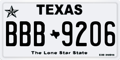 TX license plate BBB9206