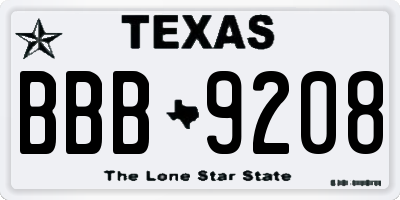 TX license plate BBB9208