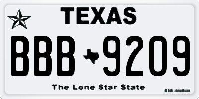 TX license plate BBB9209