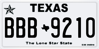 TX license plate BBB9210