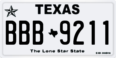 TX license plate BBB9211