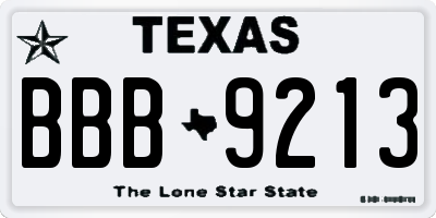 TX license plate BBB9213