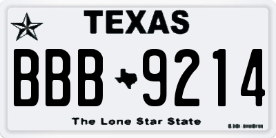 TX license plate BBB9214