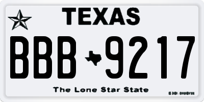 TX license plate BBB9217