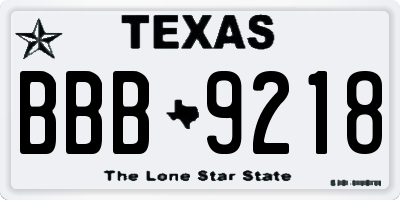 TX license plate BBB9218