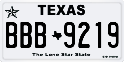 TX license plate BBB9219