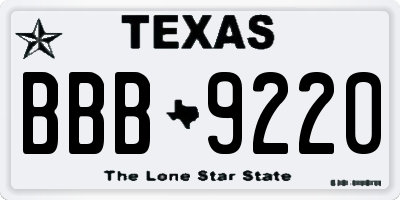 TX license plate BBB9220
