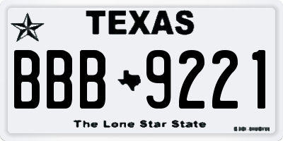 TX license plate BBB9221