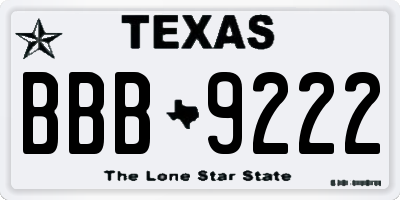 TX license plate BBB9222