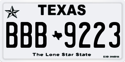 TX license plate BBB9223