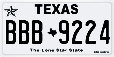 TX license plate BBB9224