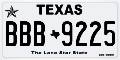 TX license plate BBB9225