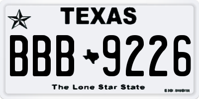 TX license plate BBB9226