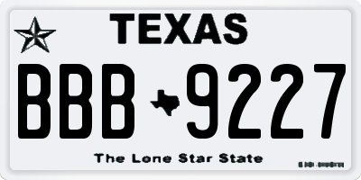 TX license plate BBB9227