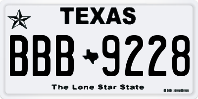 TX license plate BBB9228