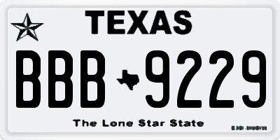 TX license plate BBB9229