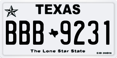 TX license plate BBB9231