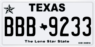 TX license plate BBB9233