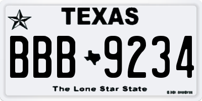 TX license plate BBB9234