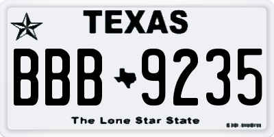 TX license plate BBB9235