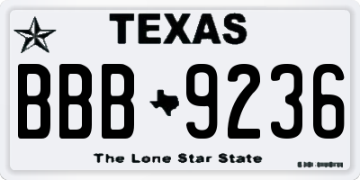 TX license plate BBB9236