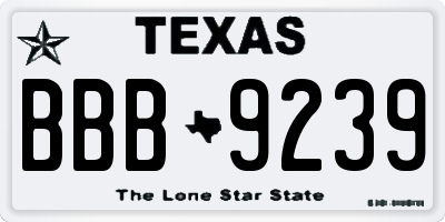 TX license plate BBB9239