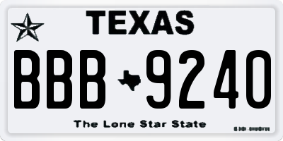 TX license plate BBB9240